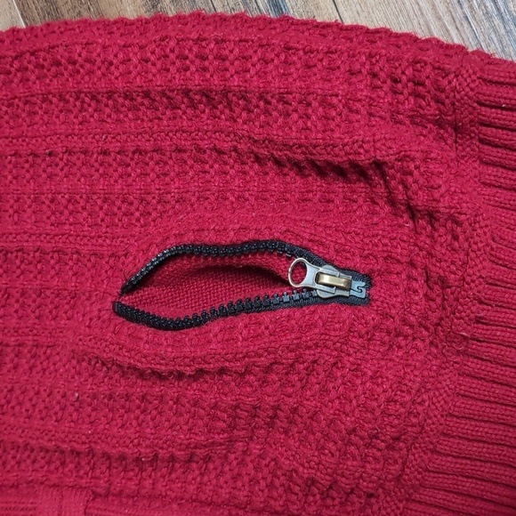 LCR Black Edition Knit Full Zip Sweater in Red Faux Fur Hood Lining - Picture 7 of 11